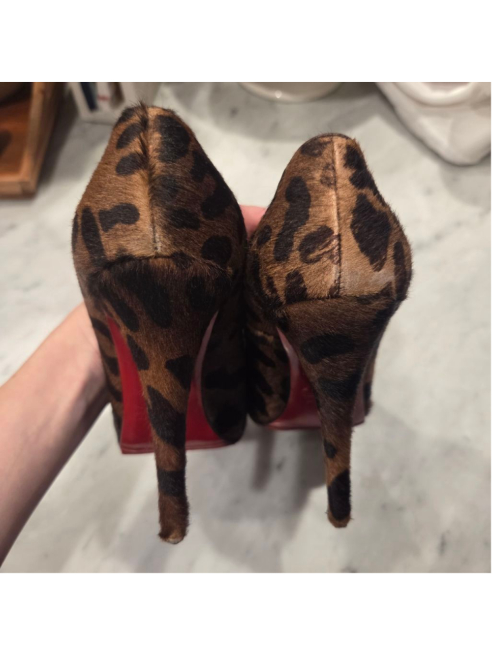 Louboutin Calf Hair Leopard Platform Heels size 38.5 - Picture 5 of 8
